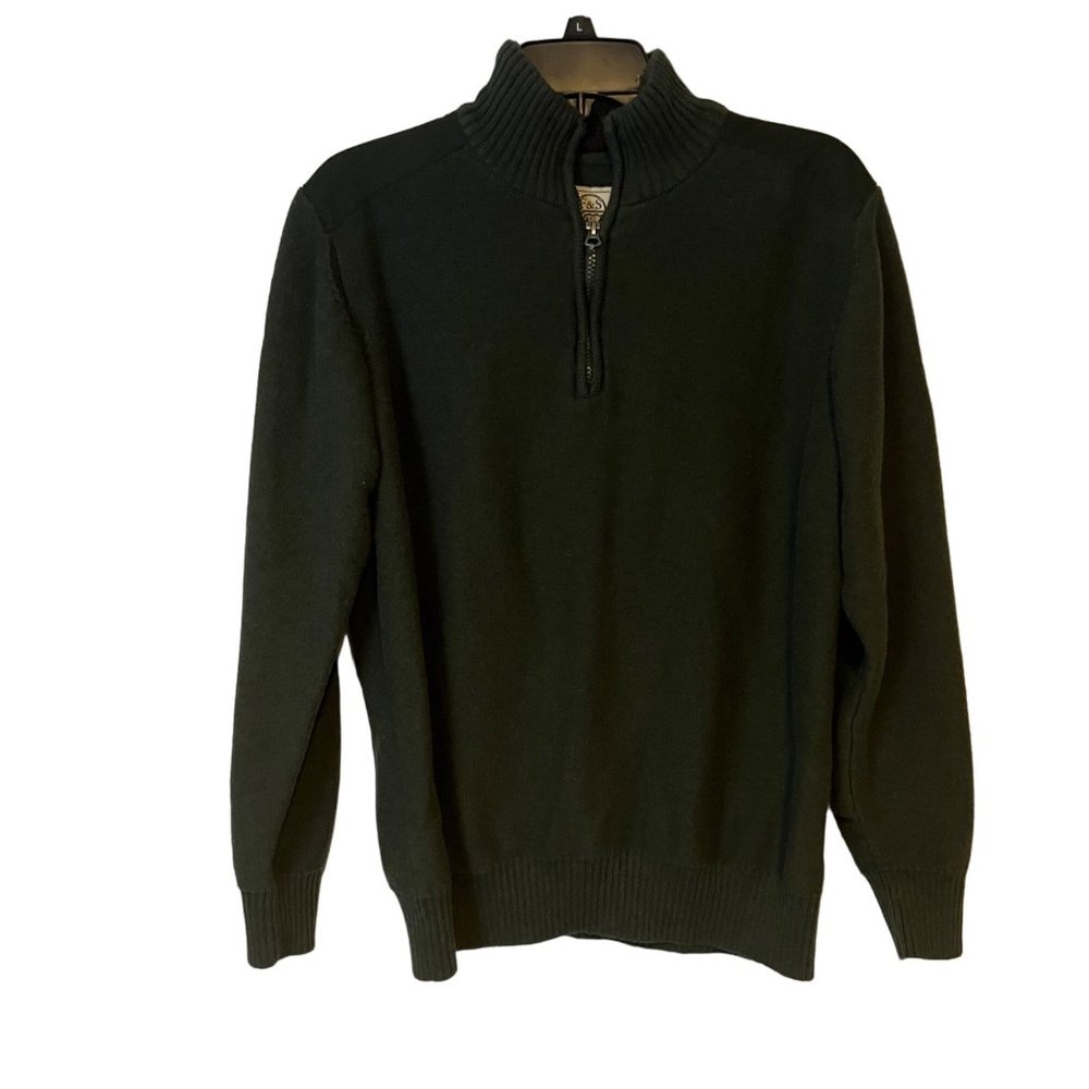 Field & Stream 1/4 Zip Sweater Mens Medium Green Pullover High Color Logo